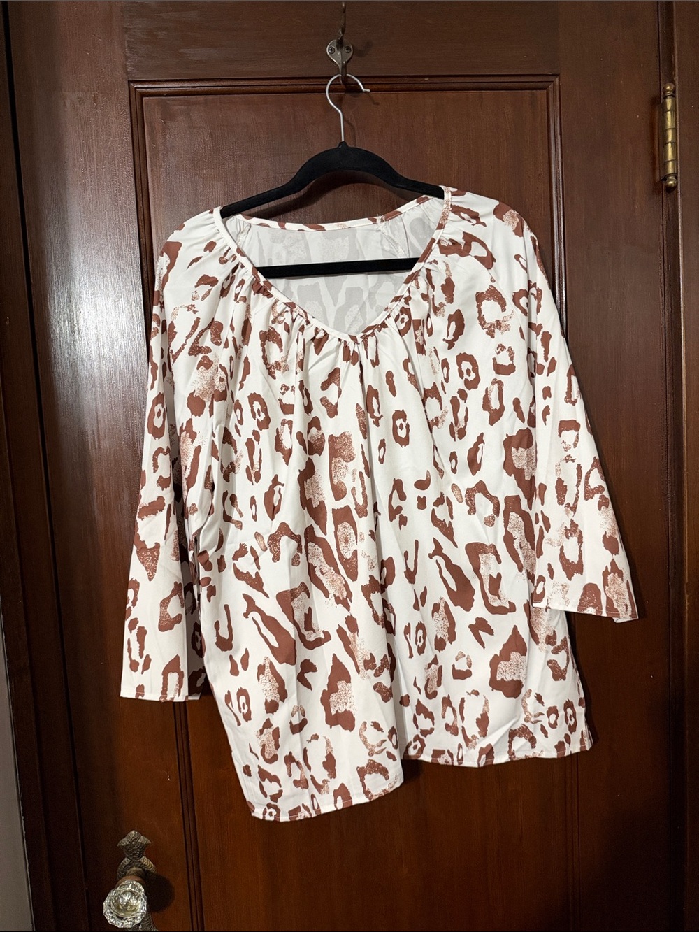 SHEIN Cream and Brown Leopard Print Tunic